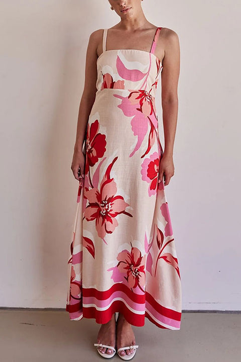 Moxidress Empire Waist Floral Print Maxi Cami Dress