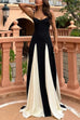 Moxidress Spaghetti Strap Color Block Swing Maxi Party Dress