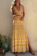 Moxidress V Neck Cut Out Side Split Tie Dye Maxi Dress