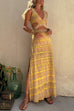 Moxidress V Neck Cut Out Side Split Tie Dye Maxi Dress