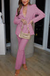 Moxidress One Button Pocketed Blazer and Straight Leg Pants Power Suit Set