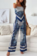 Moxidress Tie Knot Backless Cami Top Wide Leg Pants Printed Set