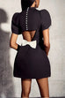 Moxidress Mockneck Petal Sleeves Bow Knot Cut Out Mini Dress