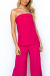 Chic Strapless Tube Top and Pocketed Wide Leg Pants Set