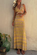 Moxidress V Neck Cut Out Side Split Tie Dye Maxi Dress