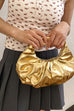 Moxidress Metallic Ruched Faux Leather Funky Handbag