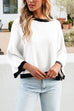 Moxidress Crewneck Drop Shoulder Color Block Knit Sweater