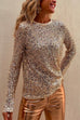Crewneck Long Sleeves Sparkly Sequin Top