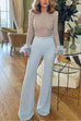 Moxidress Feather-Paneled Long Sleeves Bell Bottoms Sequin Jumpsuit