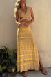 Moxidress V Neck Cut Out Side Split Tie Dye Maxi Dress