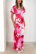 V Neck Flare Sleeves Floral Print Maxi Dress