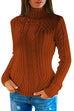 Moxidress Slim Fit Turtleneck Cable Knit Sweater