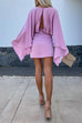 Moxidress Open Back Batwing Sleeves Waisted Mini Dress