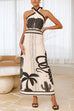 Moxidress Palm Canyon Print Criss Cross Halter Maxi Dress