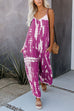 Moxidress Scoop Neck Pocketed Tie Dye Wide Leg Cami Jumpsuit