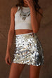 Moxidress Elastic Waist Sequin Bodycon Mini Skirt