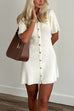 Moxidress Short Sleeves Button Down Mini Knit Dress