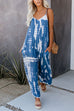 Moxidress Scoop Neck Pocketed Tie Dye Wide Leg Cami Jumpsuit