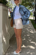 Moxidress Vintage Button Down Pocketed Denim Jacket