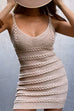 Moxidress V Neck Cable Knit Bodycon Mini Cami Dress