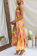 One Shoulder Waisted Floral Print Swing Maxi Holiday Dress