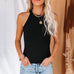 Moxidress Solid Ribbed Knit Slim Fit Tank Top