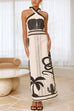 Moxidress Palm Canyon Print Criss Cross Halter Maxi Dress