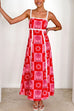 Moxidress Ric Rac Trim Bow Back Palm Soleil Print Maxi Cami Dress