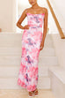 Moxidress Lace-up Backless Floral Print Bodycon Maxi Cami Dress