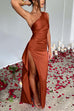 Moxidress One Shoulder High Slit Satin Maxi Party Dress