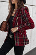 Moxidress Double Breasted Open Front Plaid Blazer Jacket