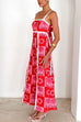 Moxidress Ric Rac Trim Bow Back Palm Soleil Print Maxi Cami Dress