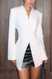 Moxidress Chic V Neck Single Button Irregular Blazer