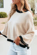 Moxidress Crewneck Drop Shoulder Color Block Knit Sweater