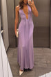 Halter Neck Backless Ruched Maxi Party Dress