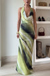 Halter Cowl Neck Open Back Tie Dye Maxi Dress