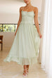 Moxidress Frill Trim Lace Up Ruched Maxi Cami Dress