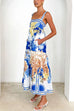 Moxidress Pocketed Side Slit Printed Maxi Cami Dress