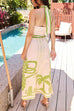 Moxidress Palm Canyon Print Criss Cross Halter Maxi Dress