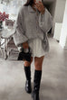 Moxidress Drop Shoulder Button Up Slouchy Sweater Cardigan