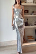 Moxidress Sleeveless Open Back Sequin Bodycon Maxi Party Dress