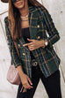 Moxidress Double Breasted Open Front Plaid Blazer Jacket