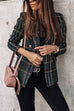 Moxidress Double Breasted Open Front Plaid Blazer Jacket