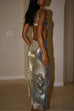 Moxidress Sleeveless Open Back Sequin Bodycon Maxi Party Dress