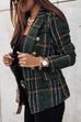 Moxidress Double Breasted Open Front Plaid Blazer Jacket