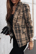 Moxidress Double Breasted Open Front Plaid Blazer Jacket