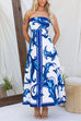 Moxidress Strapless Tube Unique Print Swing Maxi Dress