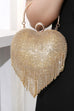 Moxidress Luxury Heart Shape Rhinestones Tassel Evening Handbag