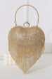 Moxidress Luxury Heart Shape Rhinestones Tassel Evening Handbag