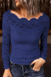 Moxidress Long Sleeves Hollow Out Lace Slim Fit Top